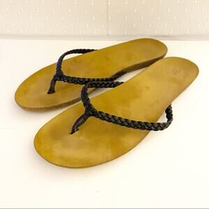 Mossimo Casual Braided Strap Faux Leather Thong Flip Flop Sandal Shoe Black 10